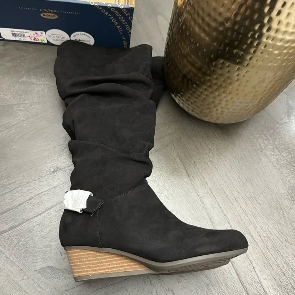 Dr. Scholl's Shoes Womens Break Free Faux Suede Slouchy Knee-High Boots